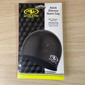 Athletic Works Adult Black Silicone Swim Cap Latex Free Easy on and off Swimming